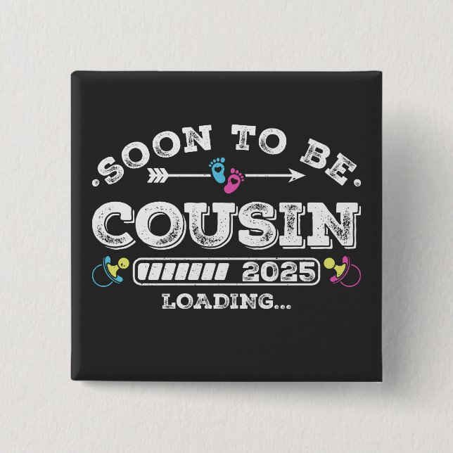 Bóton Quadrado 5.08cm Brevemente será Primo 2025 Loading Square (Frente)