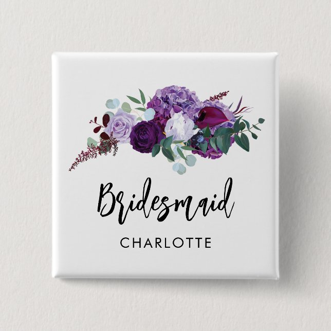 Bóton Quadrado 5.08cm Bridesmaid Personalizada de Manutenção de Script F (Frente)