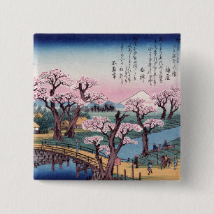 Bóton Quadrado 5.08cm Brilho noturno na Ponte Koganei, Ando Hiroshige