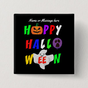 Bóton Quadrado 5.08cm Brincadeira de Feliz Halloween Personalizada