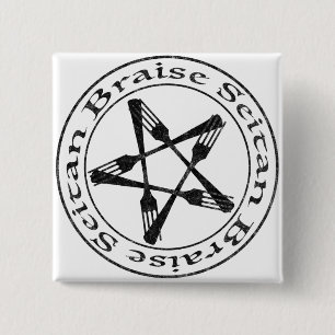 Bóton Quadrado 5.08cm Brise Seitan Vegan Pentagram (versão escura)