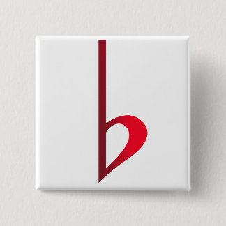 Bóton Quadrado 5.08cm Broche (Botton) Bemol Vermelho