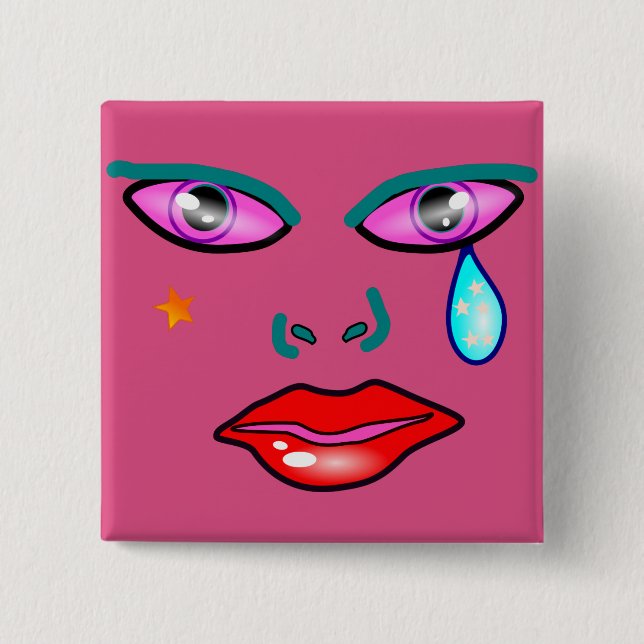 Bóton Quadrado 5.08cm Broche de Rockstar Pop Art (Frente)