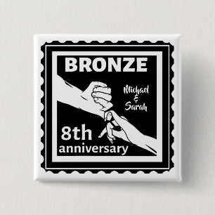 Bóton Quadrado 5.08cm Bronze tradicional de aniversário de casamento