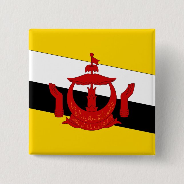 Bóton Quadrado 5.08cm Brunei Flag (Frente)