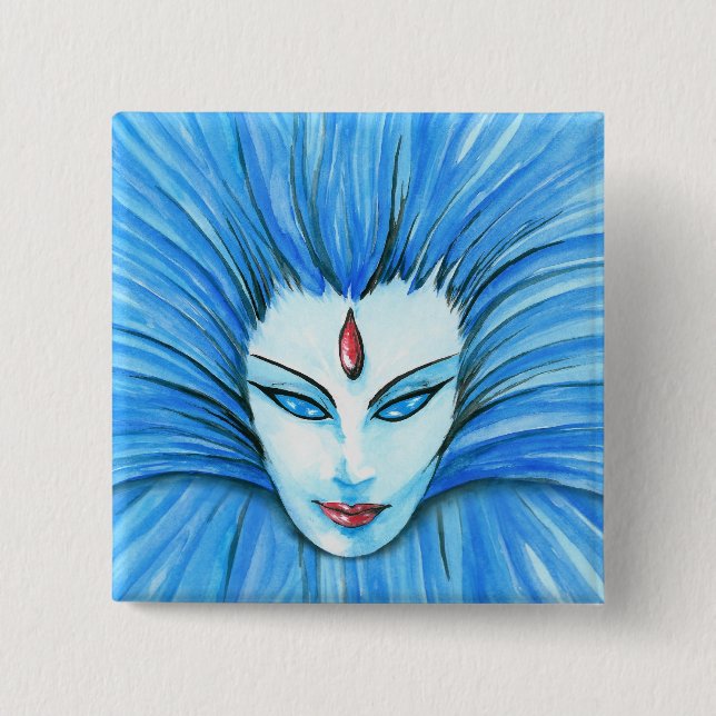 Bóton Quadrado 5.08cm Bruxa azul (Frente)