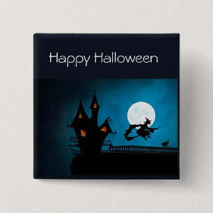 Bóton Quadrado 5.08cm Bruxa Voadora