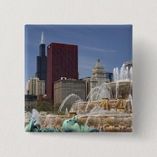 Bóton Quadrado 5.08cm Buckingham Fountain, localizado em Grant Park,