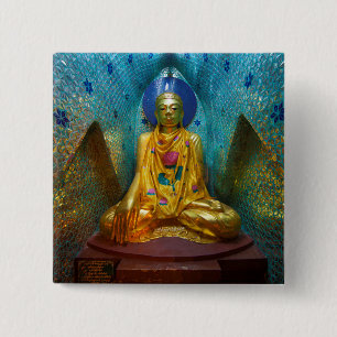 Bóton Quadrado 5.08cm Buda em Nicho Ornamentado