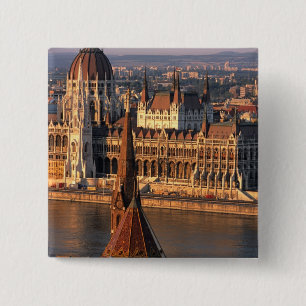 Bóton Quadrado 5.08cm Budapest, Hungria, Rio Danúbio, Parlamento