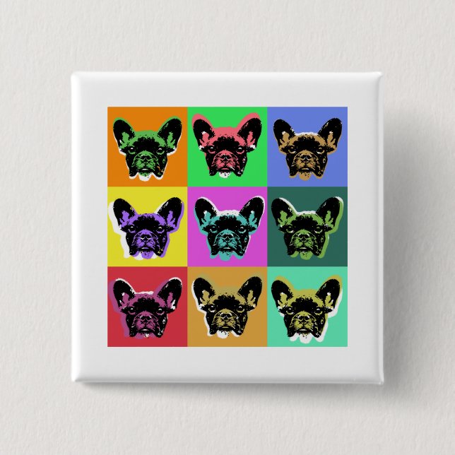 Bóton Quadrado 5.08cm Buldogue francês (Frente)