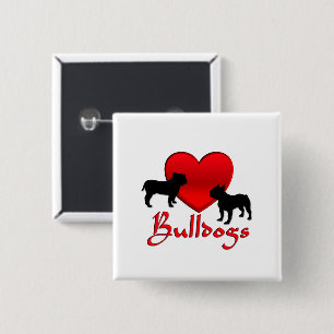 Bóton Quadrado 5.08cm Bulldog do Coração