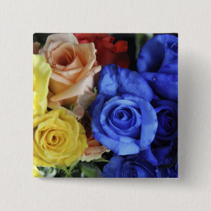 Bóton Quadrado 5.08cm Buquês de rosas frescas sortidos