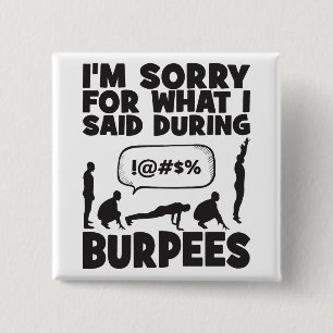 Bóton Quadrado 5.08cm BURPEES - Engraçado Workout Novelty