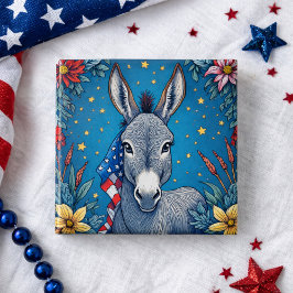 Bóton Quadrado 5.08cm Burro da Liberdade