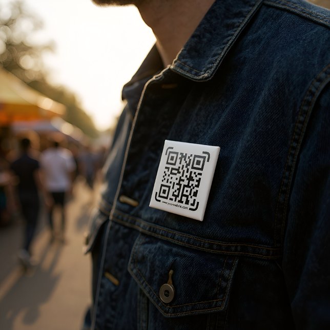 Bóton Quadrado 5.08cm Business Scan Me QR Code Site Modern Simples (Criador carregado)