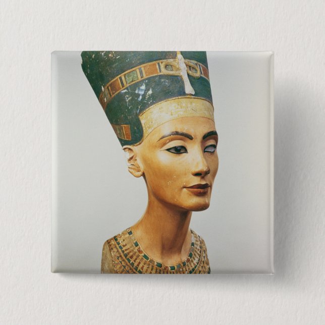 Bóton Quadrado 5.08cm Busto da rainha Nefertiti, do estúdio do sc (Frente)