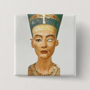 Bóton Quadrado 5.08cm Busto da rainha Nefertiti, vista dianteira, do