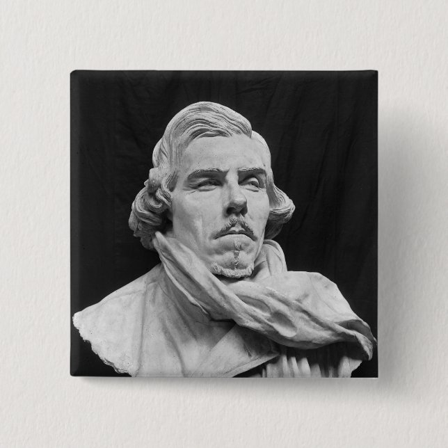 Bóton Quadrado 5.08cm Busto de Eugene Delacroix (Frente)