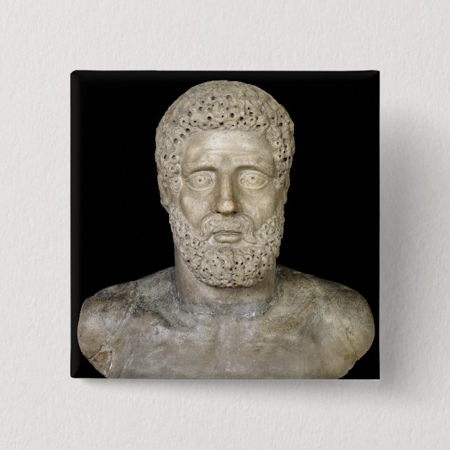 Bóton Quadrado 5.08cm Busto de Hercules (Frente)