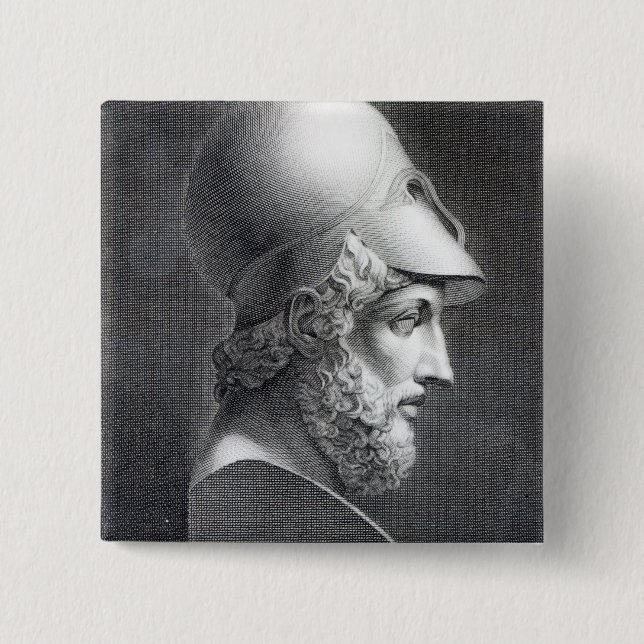 Bóton Quadrado 5.08cm Busto de Pericles, gravado por Giuseppe Cozzi (Frente)