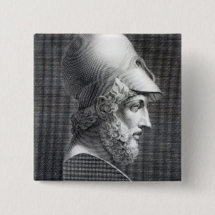 Bóton Quadrado 5.08cm Busto de Pericles, gravado por Giuseppe Cozzi