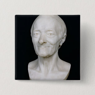 Bóton Quadrado 5.08cm Busto de Voltaire sem sua peruca, 1778