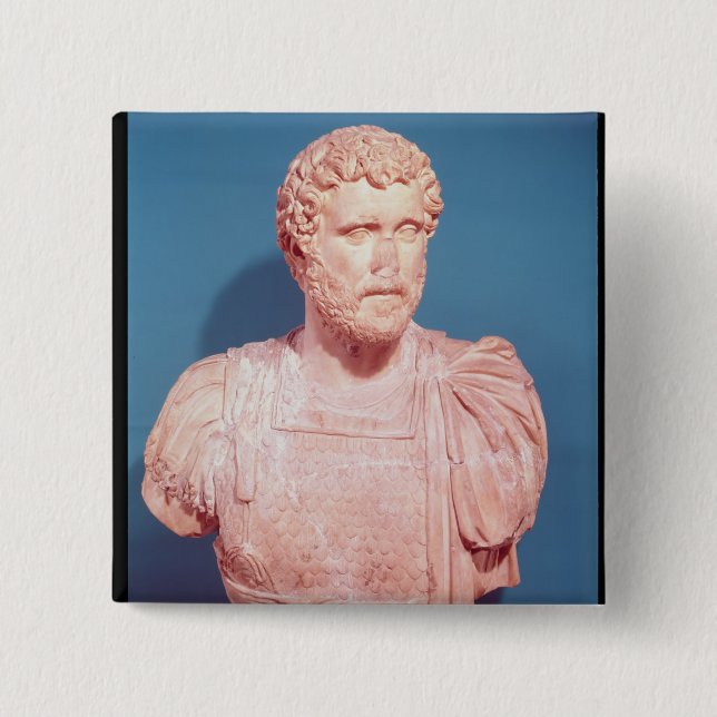Bóton Quadrado 5.08cm Busto do imperador Antoninus Pius (Frente)