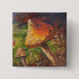 Bóton Quadrado 5.08cm Button Ann Hayes Painting Mushroom