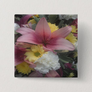 Bóton Quadrado 5.08cm Button Pink Lily Beauty