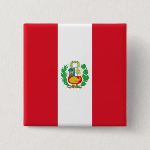 Bóton Quadrado 5.08cm Button with Flag of Peru