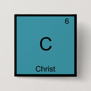 Bóton Quadrado 5.08cm C - Símbolo de Elemento de Química de Jesus Cris