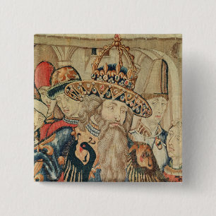 Bóton Quadrado 5.08cm Cabeça de Charlemagne, oficina de Tournai