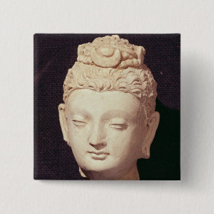 Bóton Quadrado 5.08cm Cabeça de um Buddha, estilo Greco-Budista