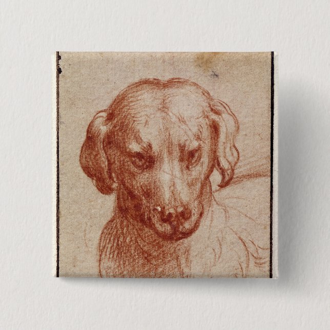 Bóton Quadrado 5.08cm Cabeça de um cão (Frente)