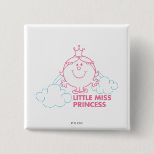 Bóton Quadrado 5.08cm Cabeça pequena da senhorita princesa nas nuvens