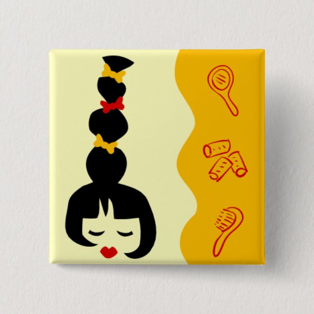 Bóton Quadrado 5.08cm Cabeleireiro do botão (Frente)