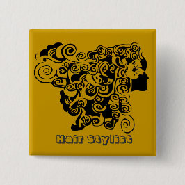 Bóton Quadrado 5.08cm Cabeleireiro longo do promocional do cabeleireiro