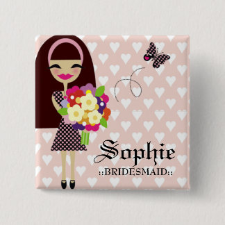 Bóton Quadrado 5.08cm CABELO PERMUTÁVEL do PIN do PARTIDO 311-BRIDAL