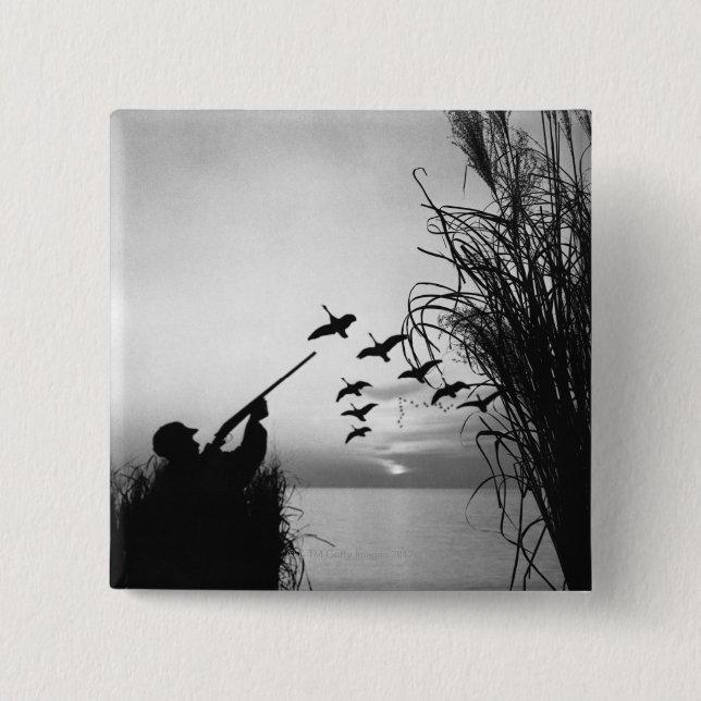 Bóton Quadrado 5.08cm Caça do pato do homem (Frente)