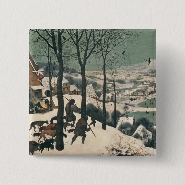 Bóton Quadrado 5.08cm Caçadores na neve - em janeiro de 1565 (Frente)