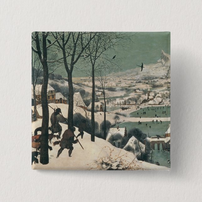 Bóton Quadrado 5.08cm Caçadores na neve - em janeiro de 1565 (Frente)