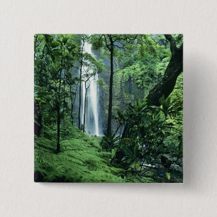 Bóton Quadrado 5.08cm Cachoeira Hanakapiai ao longo da Costa Na Pali, Ka