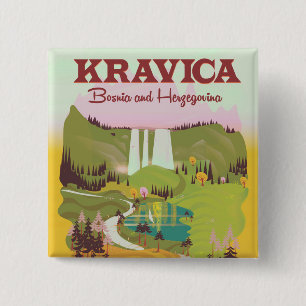 Bóton Quadrado 5.08cm Cachoeiras Bósnia e Herzegovina de Kravica