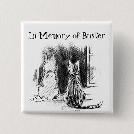 Bóton Quadrado 5.08cm Cachorro e Gato Olhando para a Janela, Simpatia Pe