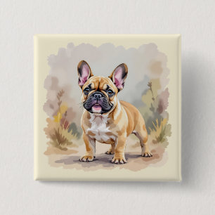 Bóton Quadrado 5.08cm Cachorro Francês Tan Fawn - Cachorro Francês Cacho