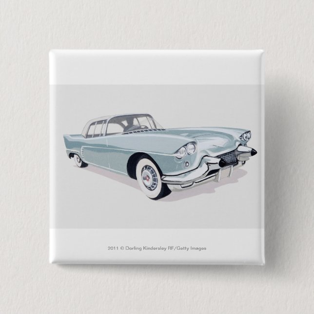 Bóton Quadrado 5.08cm Cadillac 1957 com a silhueta do motorista para (Frente)