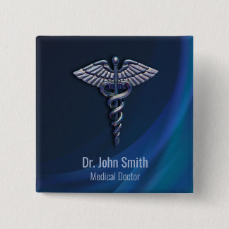 Bóton Quadrado 5.08cm Caduco Holográfico 3D Médico Escuro