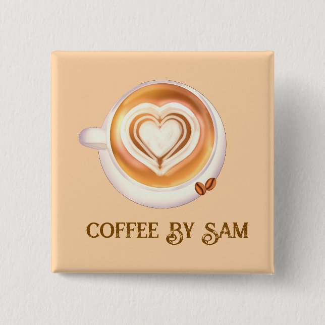 Bóton Quadrado 5.08cm Café Cappuccino (Frente)