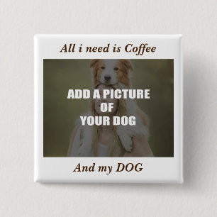 Bóton Quadrado 5.08cm Café e meu Travesseiro decorativo de Cachorro